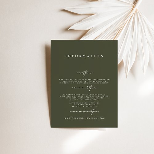 Elegant Modern Dark Green Wedding Enclosure Cards