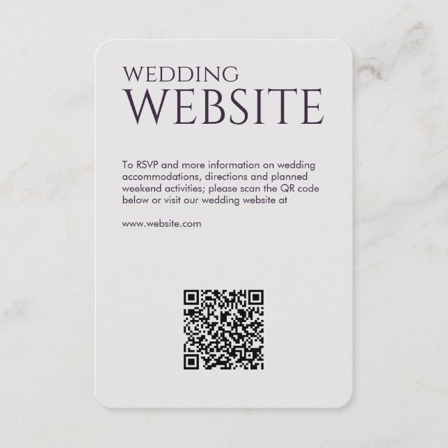 Elegant Modern Dark Purple Wedding Enclosure Card (Front)