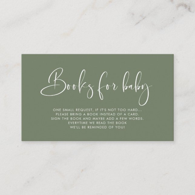 Elegant & modern Dark Sage Green Book request card (Front)