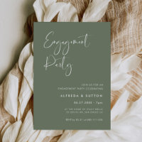 Elegant & modern Dark sage green Engagement party Invitation