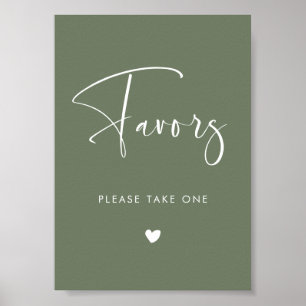Elegant Modern Dark Sage Green wedding Favors sign