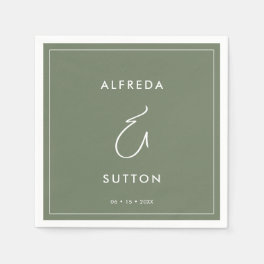 Elegant & Modern Dark Sage Green wedding Napkins