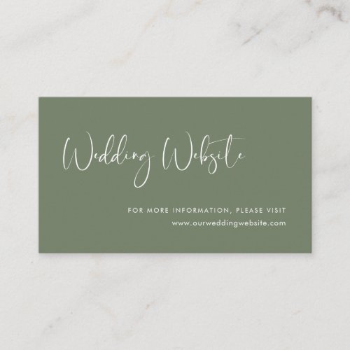 Elegant  modern Dark sage wedding website card