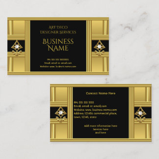 Elegant Modern Deco Gold Black Pearl 2 Business Card