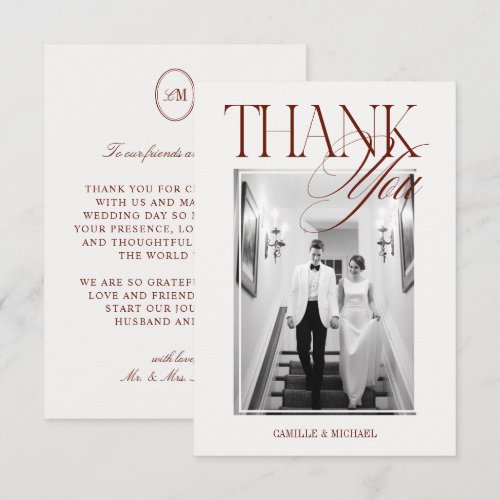 Elegant Modern Deep Terracotta Wedding Thank You Card