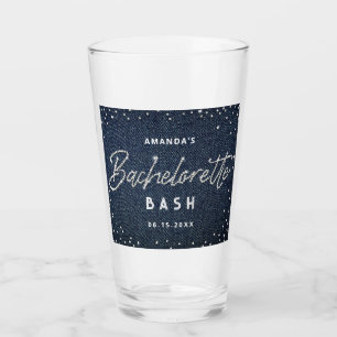 Elegant Modern Denim Diamonds Bachelorette Party Glass