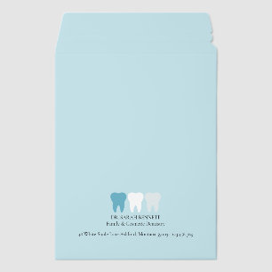 Elegant Modern Dentist Tooth Logo Aqua Blue Envelope Mailers