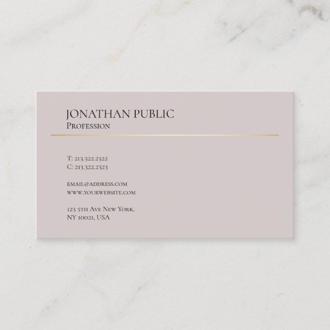 Elegant Modern Design Clean Plain Professional Business Card (Front)