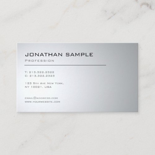 Elegant Modern Design Clean Plain Trendy Silver Business Card