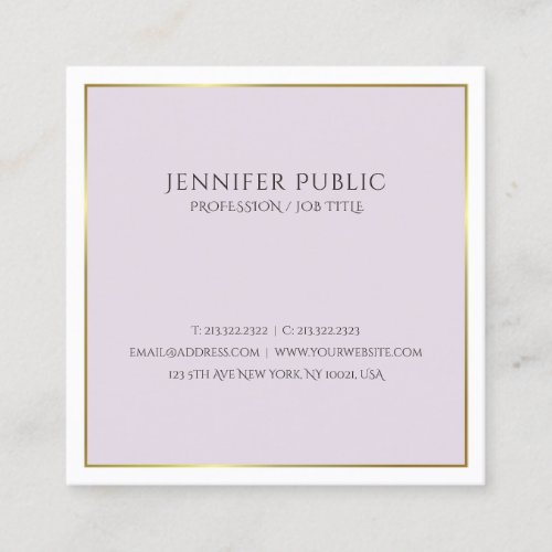 Elegant Modern Design Gold Purple Trendy Plain Square Business Card