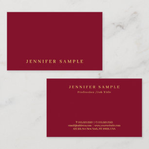 Elegant Modern Design Gold Text Burgundy Red Business Card