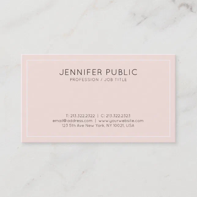 Elegant Modern Design Pink Plain Minimalist Trendy Business Card | Zazzle