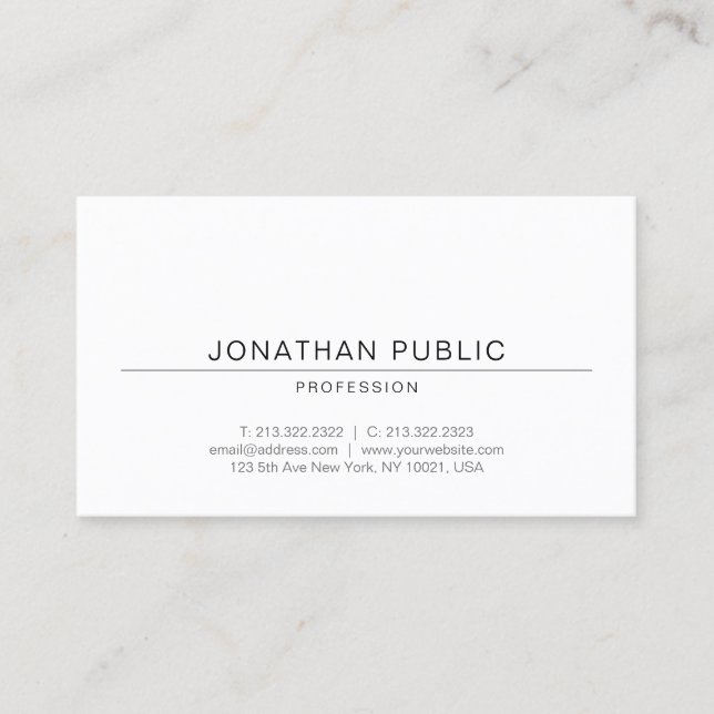 Elegant Modern Design Trendy Simple Chic Plain Business Card (Front)