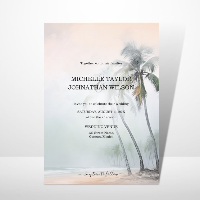 Elegant Modern Destination Wedding Palm Beach Invitation (Creator Uploaded)
