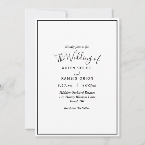 Elegant Modern Details All In One Wedding Invitation