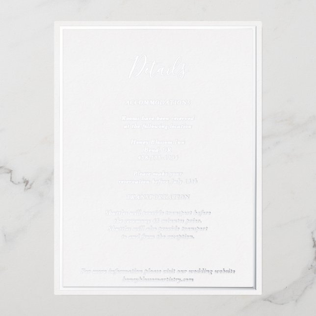 Elegant Modern Details Silver Foil Enclosure Card (Front)