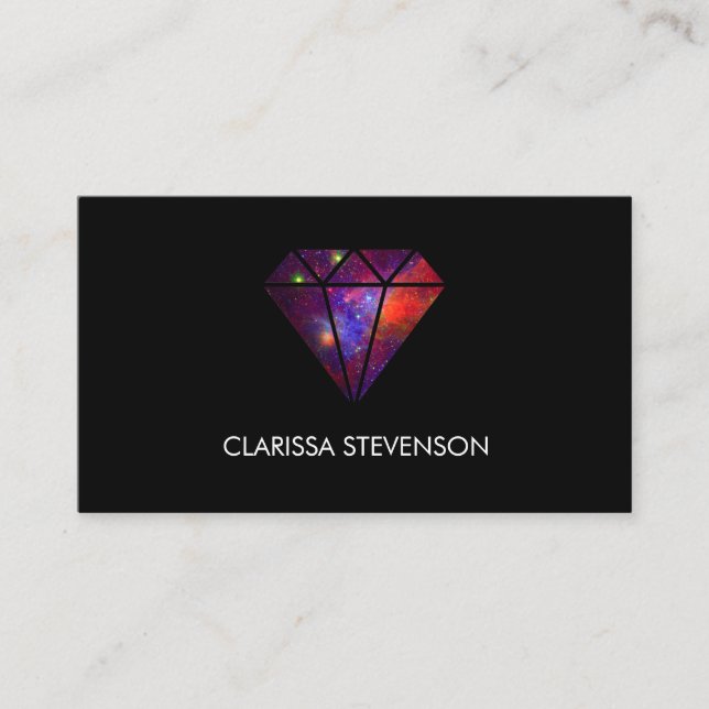 elegant modern diamond nebula colorful pink black business card (Front)