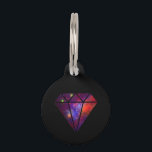 elegant modern diamond nebula colorful pink black pet ID tag<br><div class="desc">Stylish design featuring diamond shape space nebula with beautiful neon colors.</div>