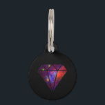 elegant modern diamond nebula colorful pink black pet ID tag<br><div class="desc">Stylish design featuring diamond shape space nebula with beautiful neon colors.</div>