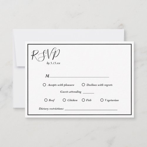 Elegant Modern Dietary Restrictions Wedding RSVP Card