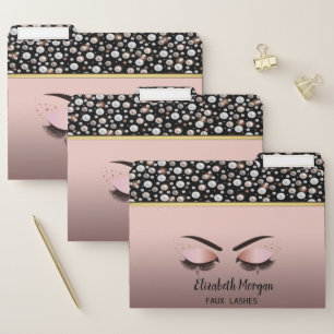 Elegant Modern Dots, Rose Gold Faux Lashes File Folder