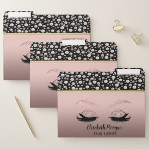 Elegant Modern Dots, Rose Gold Glitter Faux Lashes File Folder