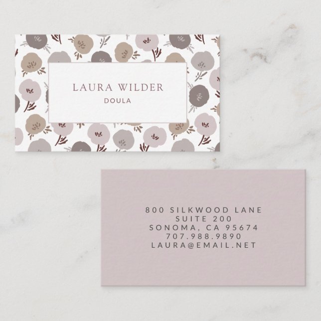 Elegant Modern Doula Floral Pattern  Business Card (Front/Back)