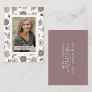 Elegant Modern Doula Photo Floral Pattern  Business Card