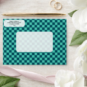 Elegant, Modern Dual Teal Colors Checkered Envelope