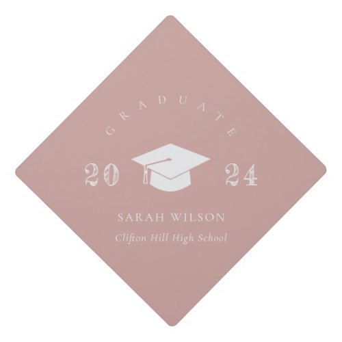 Elegant Modern Dusky Blush Pink Minimal Simple Graduation Cap Topper