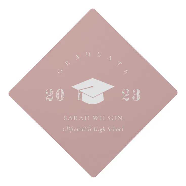 Elegant Modern Dusky Blush Pink Minimal Simple Graduation Cap Topper Zazzle