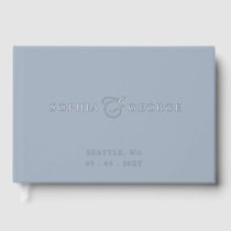 Elegant Modern Dusty Blue and Silver Wedding Foil Guest Book