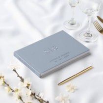 Elegant Modern Dusty Blue and Silver Wedding Guest Book