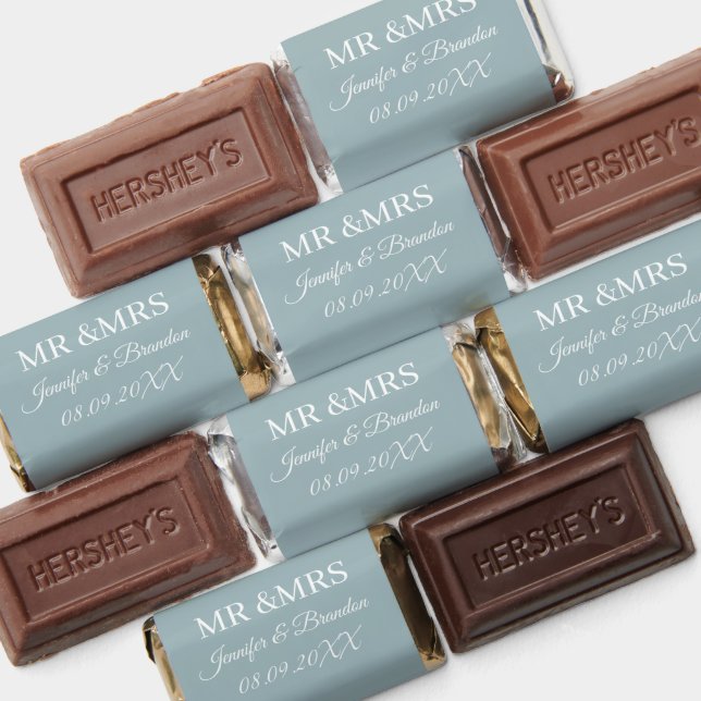 Elegant Modern Dusty Blue Calligraphy Wedding Hershey's Miniatures (Assorted)