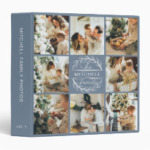 Elegant Modern Dusty Blue Family Photo Collage