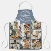 Elegant Modern Dusty Blue Family Photo Collage Ap