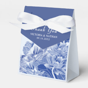 Elegant Modern Dusty Blue Floral Chinoiserie Favor Boxes