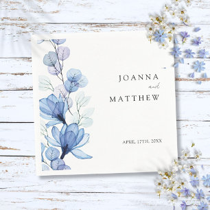 Elegant Modern Dusty Blue Floral Wedding Napkins