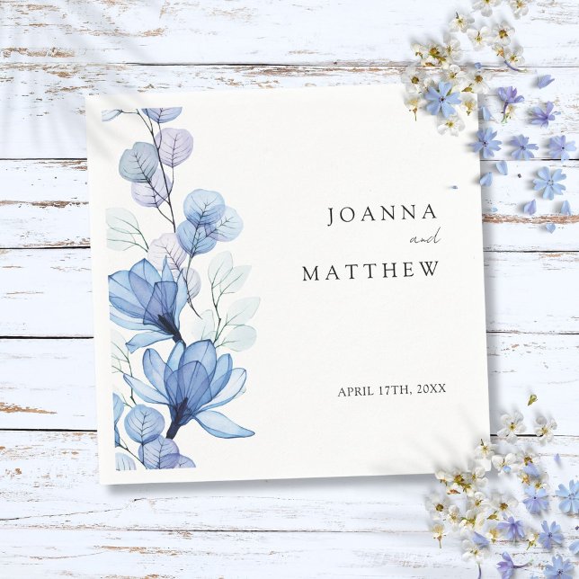 Elegant Modern Dusty Blue Floral Wedding Napkins (Elegant Modern Dusty Blue Floral Wedding Napkins)