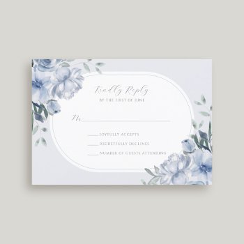 Elegant Modern Dusty Blue Floral Wedding Rsvp Card by printcreekstudio at Zazzle