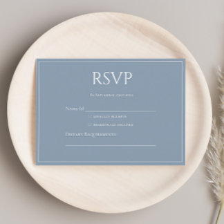 Elegant Modern Dusty Blue Monogram RSVP Enclosure Card