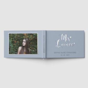 Elegant Modern Dusty Blue Photo Quinceañera Foil Guest Book