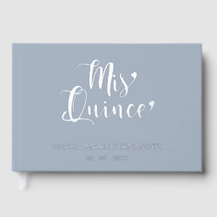 Elegant Modern Dusty Blue Quinceañera Foil Guest Book