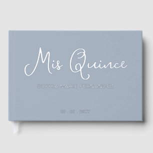 Elegant Modern Dusty Blue Quinceañera Foil Guest Book