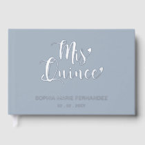 Elegant Modern Dusty Blue Quinceañera Guest Book