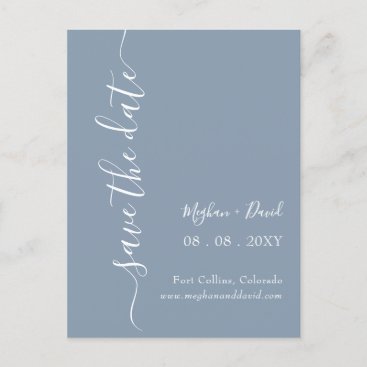 Elegant Modern Dusty Blue Save the Date Announcement Postcard