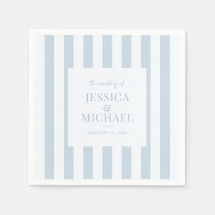 Elegant Modern Dusty Blue Striped Wedding Napkins
