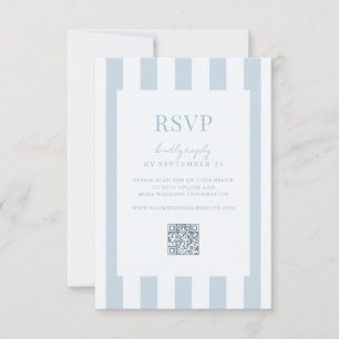Elegant Modern Dusty Blue Striped Wedding RSVP Card