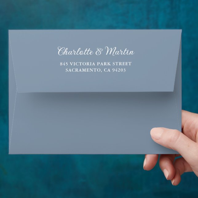 Elegant Modern Dusty Blue Wedding Envelope (Hand)