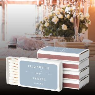 Elegant Modern Dusty Blue Wedding Favors Matchboxes